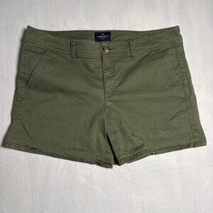 American Eagle Chino Shorts‎ Women Size 14 Regular Green Midi Stretch